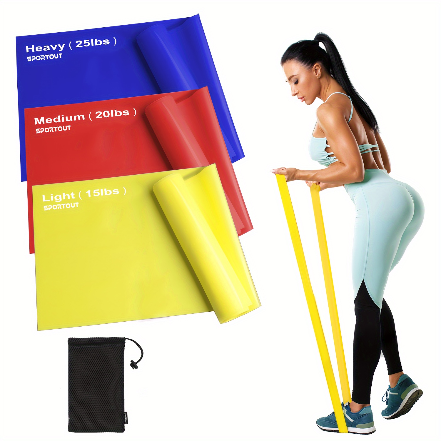 Pilates Yoga Bag - Fitness yoga elastic belt three colors,