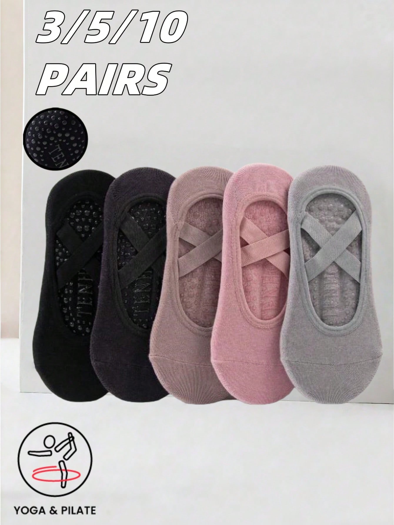 Pilates Yoga Mat Workout - Anti-slip silicone sole yoga socks with